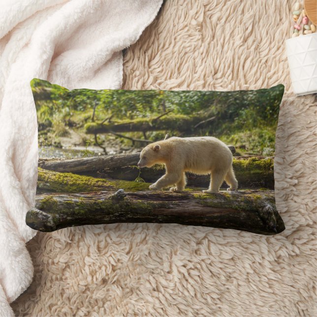 White Spirit Bear Hunts Lumbar Cushion (Blanket)