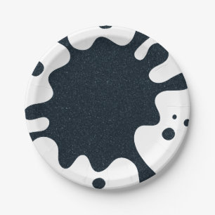 White Splash Charcoal Party Plate – Customizable