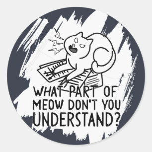 White Splash Funny Cat Quote Classic Round Sticker