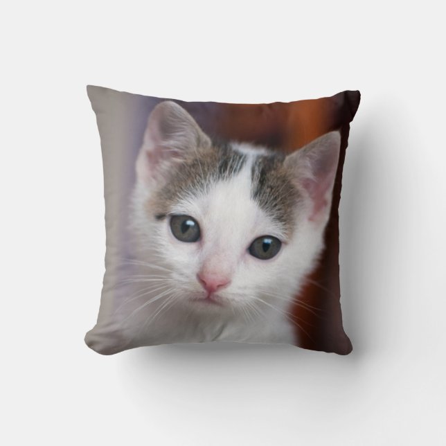 White Spotted Kitty Cushion (Front)