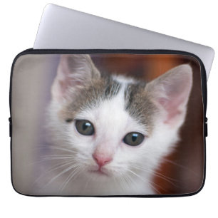 White Spotted Kitty Laptop Sleeve