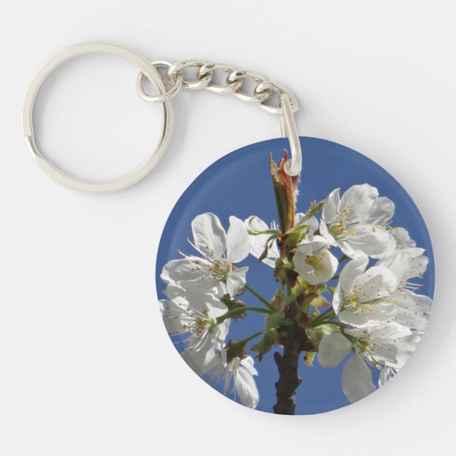 White Spring Bloom Key Ring (Front)