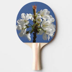 White Spring Bloom Ping Pong Paddle