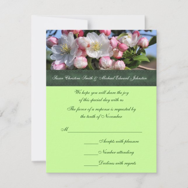 White Spring Blossoms Wedding  RSVP Card (Front)