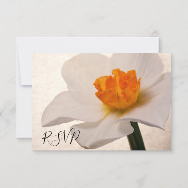 White Spring Daffodil Wedding RSVP Response (Front)