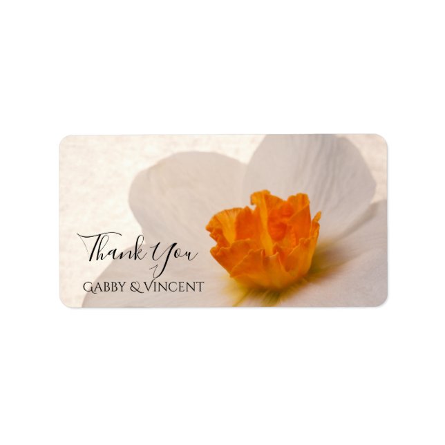 White Spring Daffodil Wedding Thank You Favour Tag (Front)