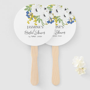 White Spring Floral Bouquet Bridal Shower Hand Fan