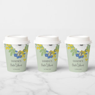 White Spring Floral Bouquet Bridal Shower Paper Cups