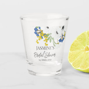 White Spring Floral Bouquet Bridal Shower Shot Glass