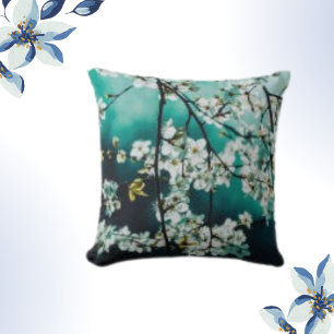White Spring Floral Flower Blossom Cushion