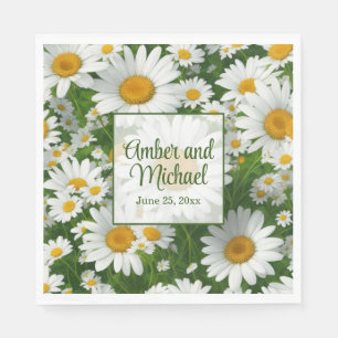 White spring floral white daisies greenery napkin