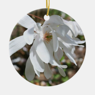 White Spring Magnolia Blossom Flower Ornament