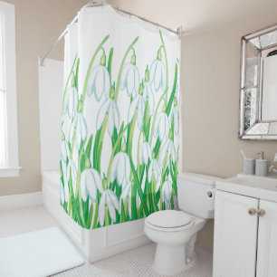 White Spring Snowdrops Shower Curtain