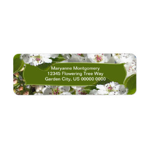 White Spring Tree Blossoms Return Address Label