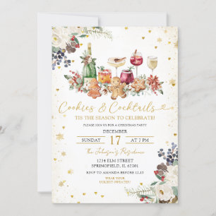 White Sprinkled Cookies & Cocktail Christmas Party Invitation