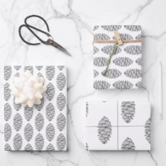 White Spruce Cone 3-Pack Wrapping Paper