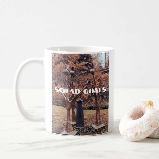 White Squad Goals Mug Fall Background (With Donut)