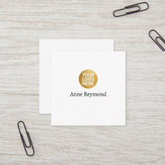 White Square Business Card with Logo