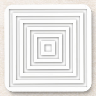 White Square Geometric Coaster