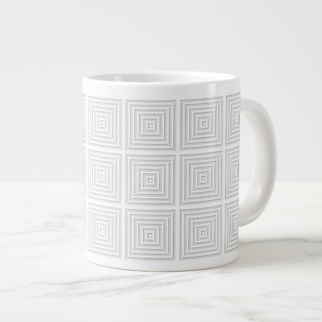 White Square Geometric Large Coffee Mug (Front Right)