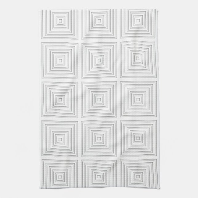 White Square Geometric Tea Towel (Vertical)