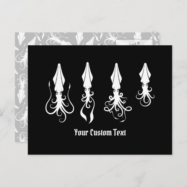 White Squid Icons Postcard (Front/Back)