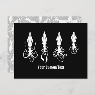 White Squid Icons Postcard