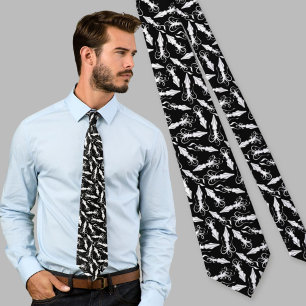 White Squid Pattern Tie