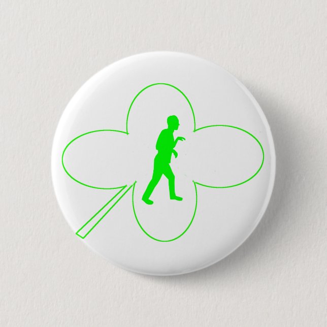White St. Paddy's Shamrock Button w/ Logo (Front)