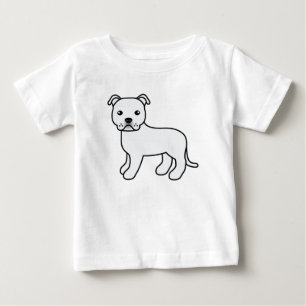 White Staffordshire Bull Terrier Dog Illustration Baby T-Shirt