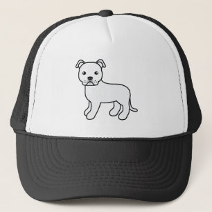 White Staffordshire Bull Terrier Dog Illustration Trucker Hat