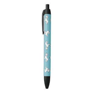 White Staffordshire Bull Terrier Pattern Black Ink Pen