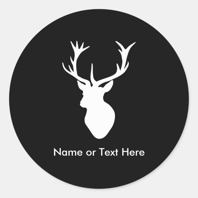 White Stag Head with Antlers Classic Round Sticker (Front)