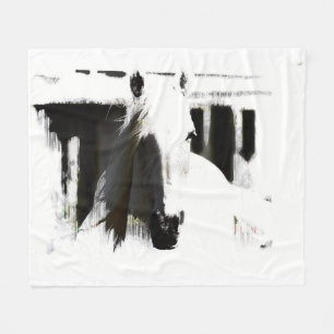 White Stallion Artwork Fleece Blanket