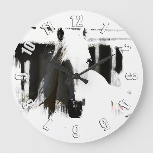 White Stallion Artwork Large Clock (Front)