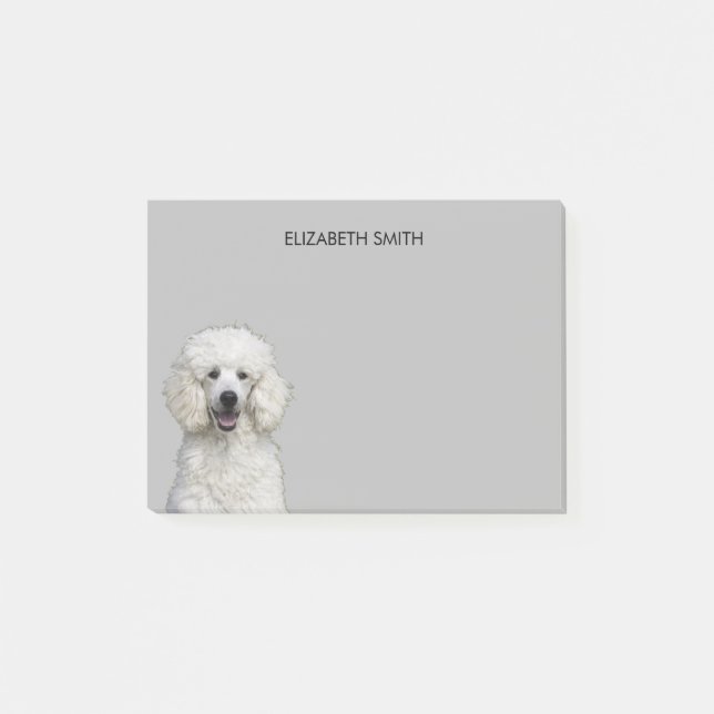White Standard Poodle Dog Post-it Notes (Front)