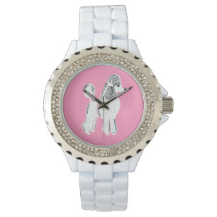 White Standard Poodle Pink Wristwatch