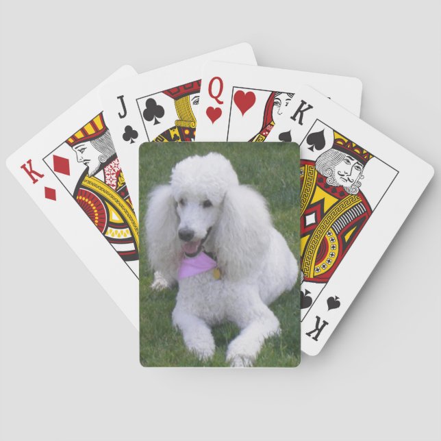 White Standard Poodle Playing Cards (Back)