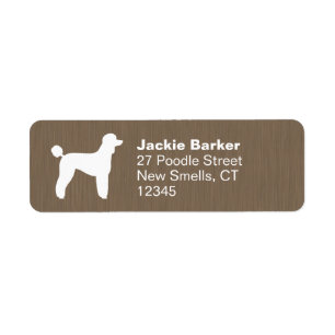 White Standard Poodle Silhouette (Lamb Cut) Return Address Label