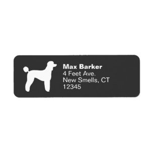 White Standard Poodle Silhouette Return Address Return Address Label