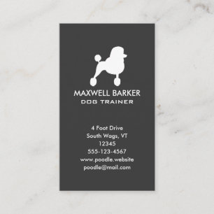 White Standard Poodle Silhouette Vertical Business Card