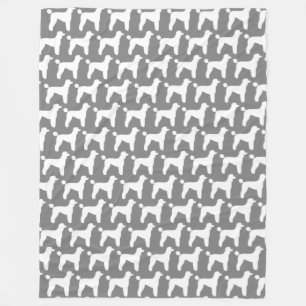 White Standard Poodle Silhouettes Pattern Fleece Blanket