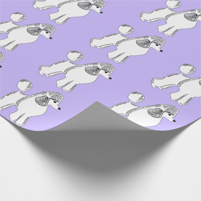 White Standard Poodles Lilac Wrapping Paper (Corner)