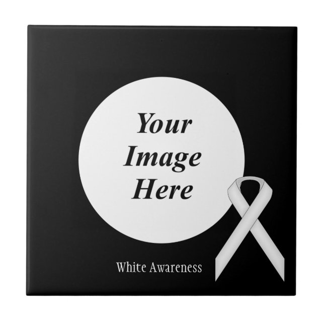 White Standard Ribbon by Kenneth Yoncich Ceramic Tile (Front)