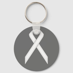 White Standard Ribbon by Kenneth Yoncich Key Ring