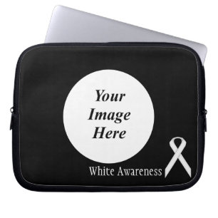 White Standard Ribbon by Kenneth Yoncich Laptop Sleeve