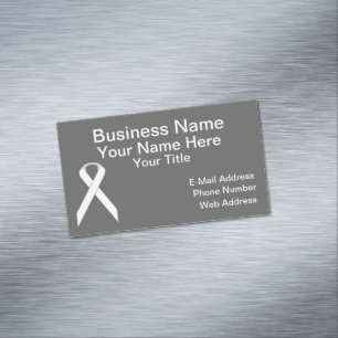 White Standard Ribbon by Kenneth Yoncich Magnetic Business Card