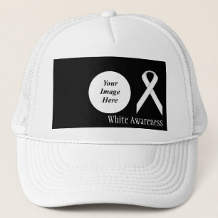 White Standard Ribbon by Kenneth Yoncich Trucker Hat