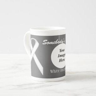 White Standard Ribbon Template by Kenneth Yoncich Bone China Mug