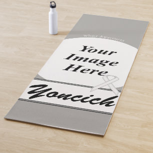 White Standard Ribbon Template by Kenneth Yoncich Yoga Mat